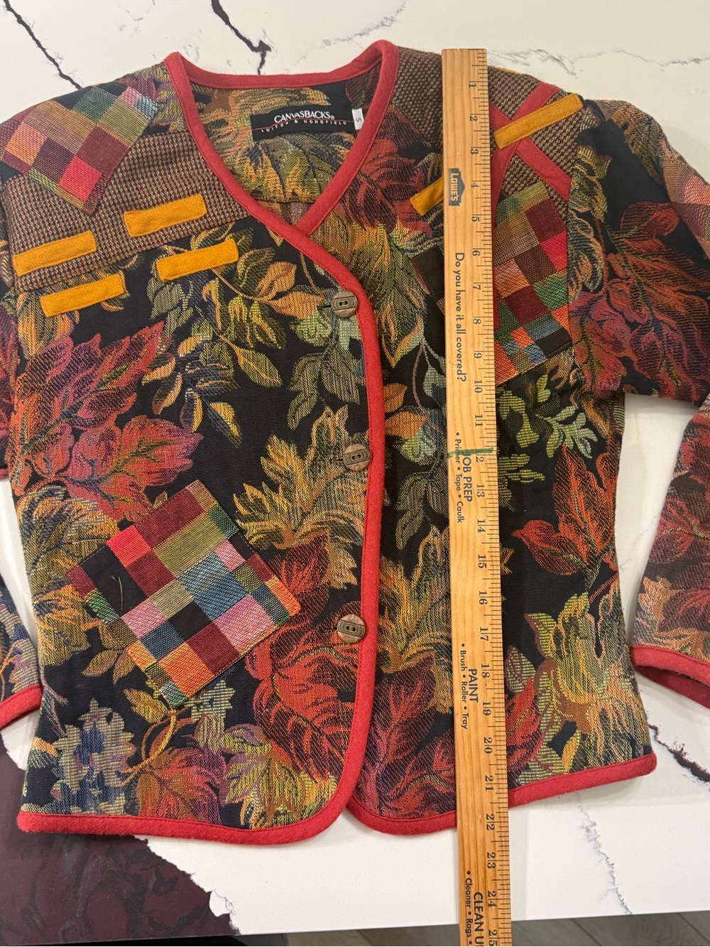 Floral Tapestry Button Front Jacket in Black and Multicolor - Picture 5 of 8